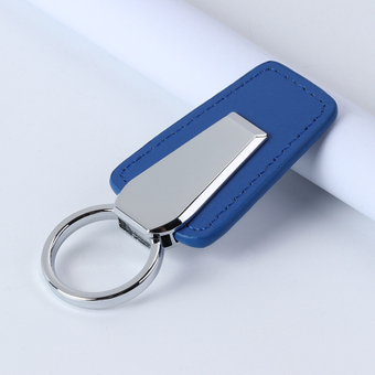 Porte-clés en cuir bleu