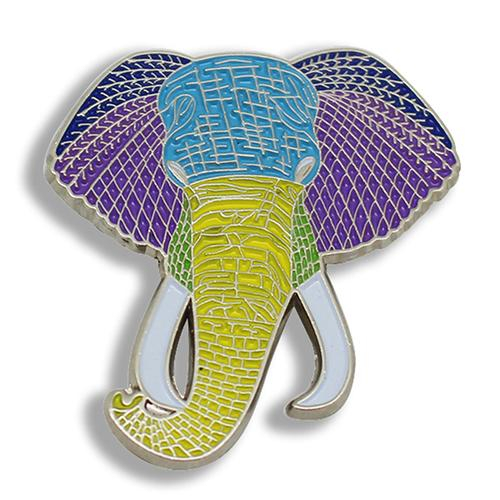 Épinglette en métal émaillé doux, animal éléphant
