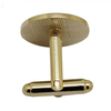 Boutons de manchette en métal bleu marine de forme ronde dorée
