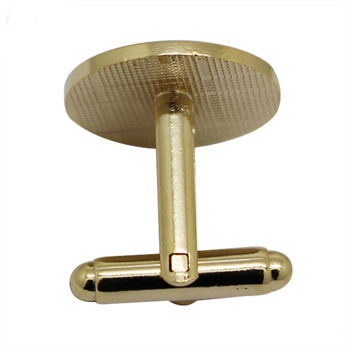 Boutons de manchette en métal bleu marine de forme ronde dorée