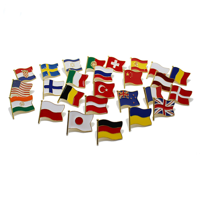 Épinglette de drapeau de pays en métal et émail doux