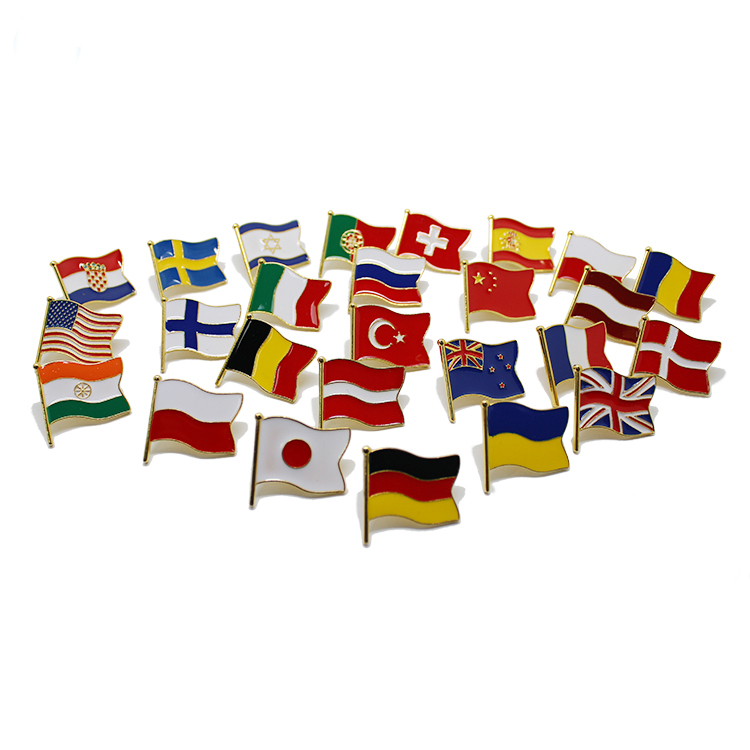 Épinglette de drapeau de pays en métal et émail doux