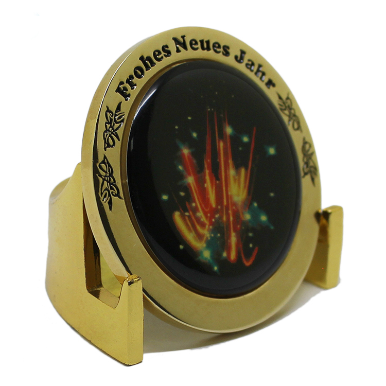 Pièce d'or en métal de Noël en émail doux en cristal personnalisé