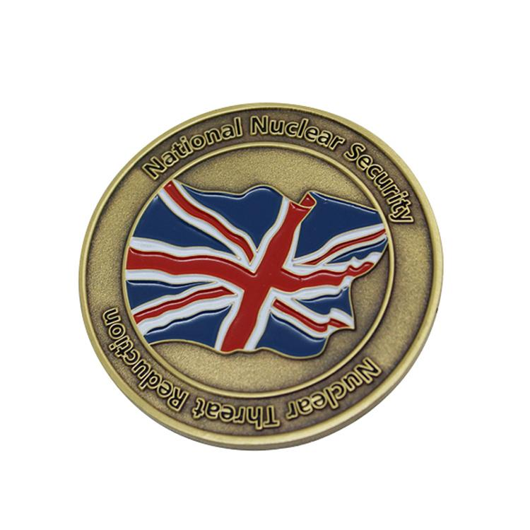 Pièce de défi en métal émaillé doux avec logo personnalisé de l'Angleterre