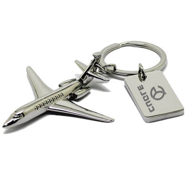 Porte-clés d'avion avec logo en métal personnalisé, modèle 3D