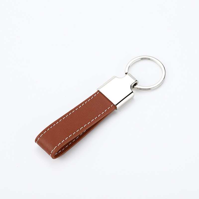 Porte-clés en cuir vierge pour hommes avec logo gravé personnalisé 