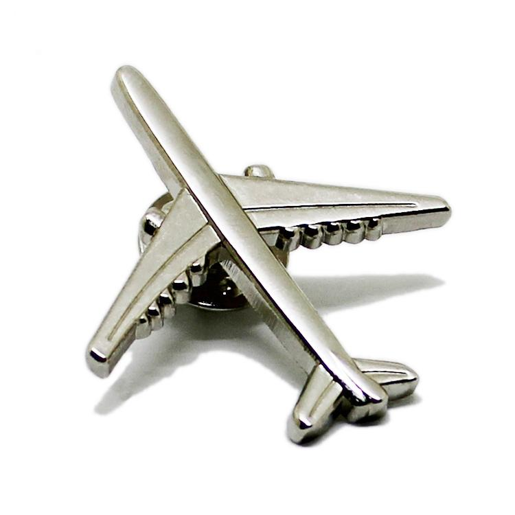 Épinglette en métal avion 3D or argent