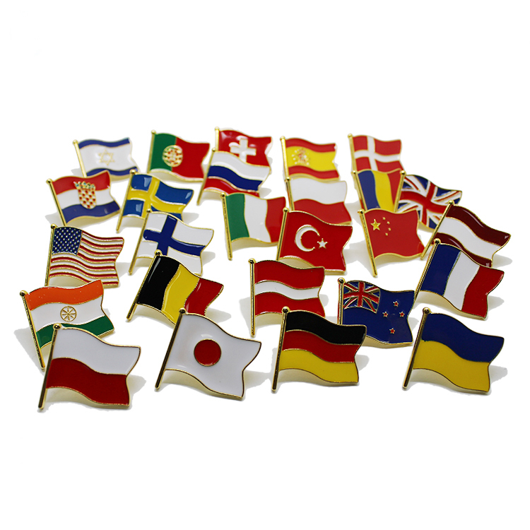 Épinglette de drapeau de pays en métal et émail doux