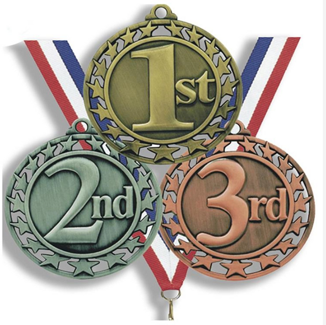 1er 2e 3e médaille de sport en métal personnalisé, souvenir vierge