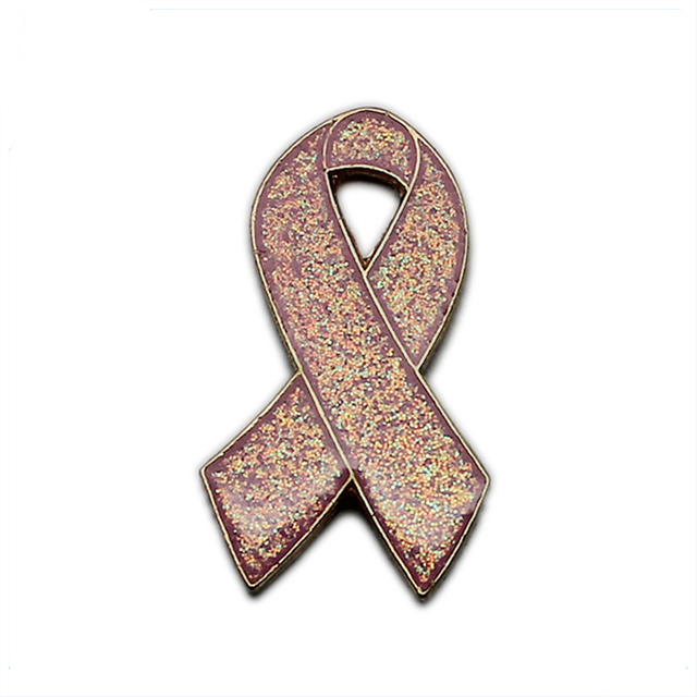 Épinglette en ruban de cancer en émail doux avec époxy