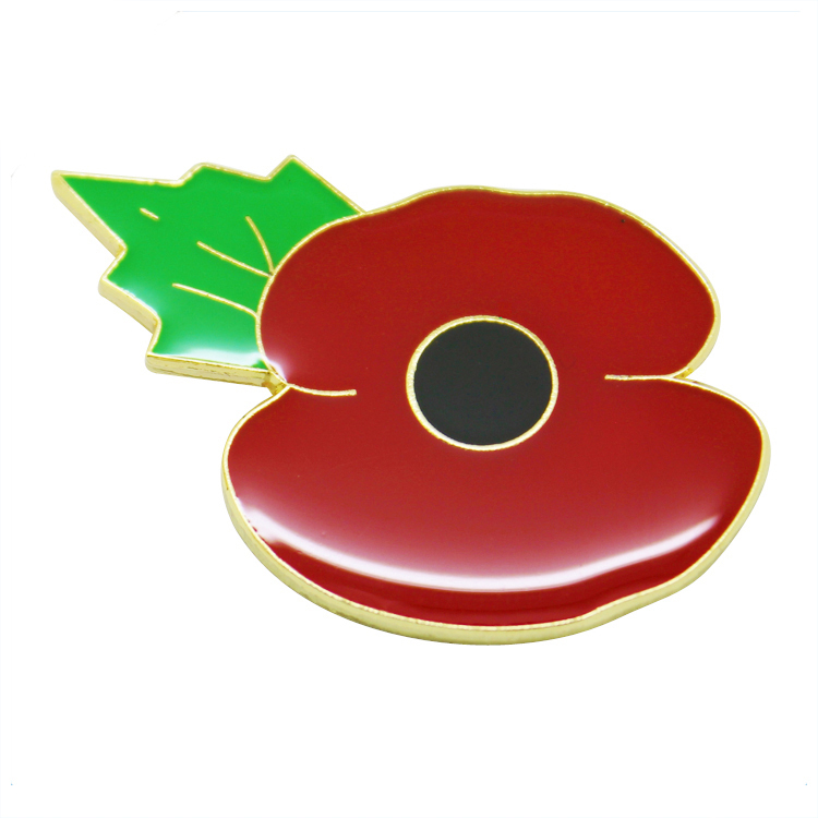 Épinglette en métal coquelicot à paillettes colorées avec époxy