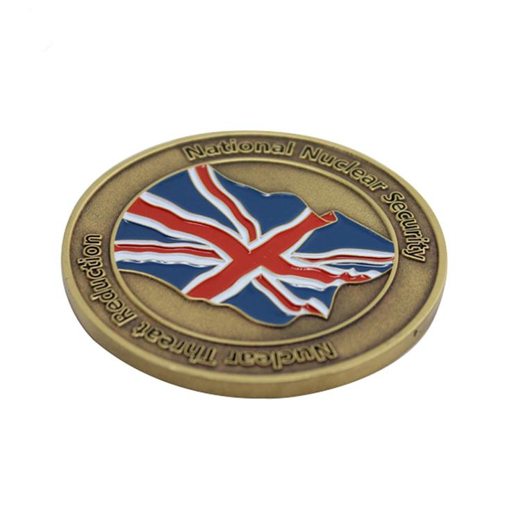 Pièce de défi en métal émaillé doux avec logo personnalisé de l'Angleterre