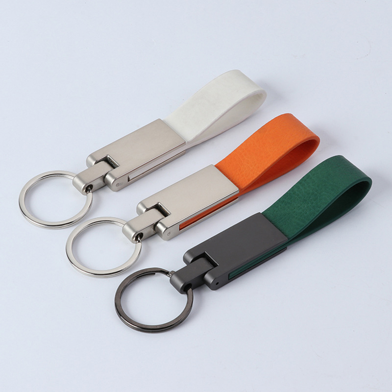 Porte-clés en cuir PU en métal avec logo de conception gratuit personnalisé