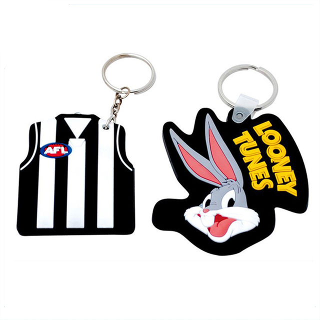 Porte-clés en PVC en caoutchouc souple lapin 3D personnalisé 