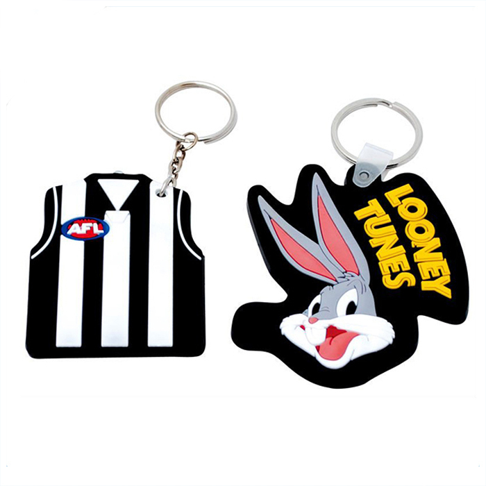 Porte-clés en PVC en caoutchouc souple lapin 3D personnalisé 