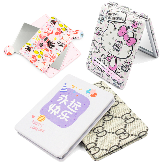 Miroir de poche compact pliable gravé par un designer mignon personnalisé