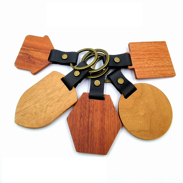 Personnalisé style différent nom vierge en cuir et porte-clés en bois 