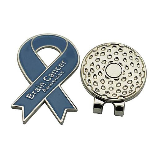 Clip de chapeau de golf en émail doux avec ruban Cancer avec logo personnalisé