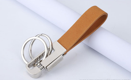 Porte-clés en cuir marron