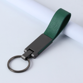 Porte-clés en cuir vert