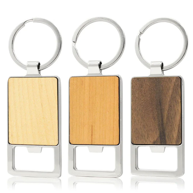 Porte-clés fournisseur gravé ouvre-bouteille en bois gravé porte-clés