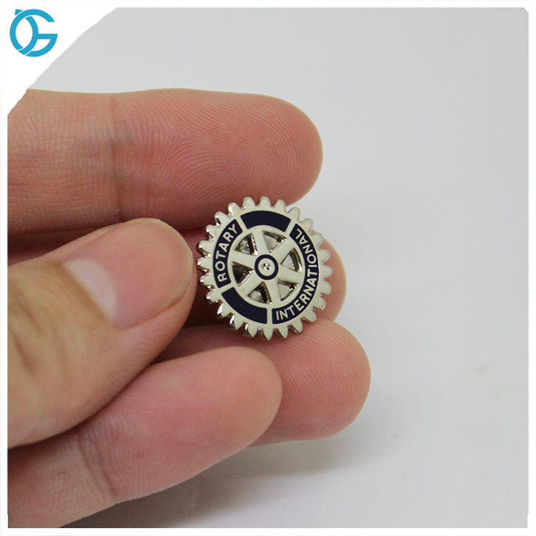 Broche rotative en émail dur personnalisé en métal argenté