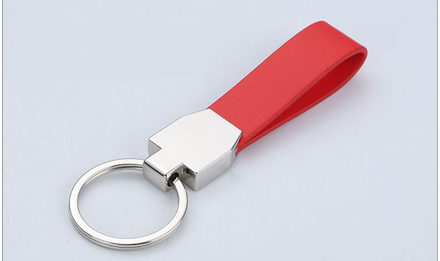 Porte-clés en cuir rouge
