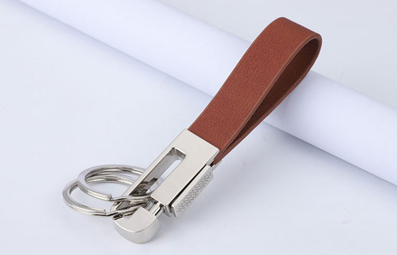 Porte-clés en cuir rouge
