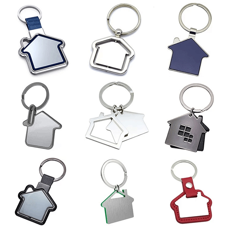 Porte-clés personnalisés en métal en forme de maison