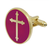 Boutons de manchette en métal avec croix en émail dur