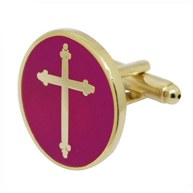 Boutons de manchette en métal avec croix en émail dur