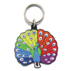 Porte-clés en PVC souple paon animal coloré en usine
