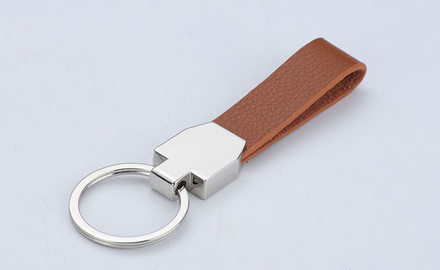Porte-clés en cuir marron