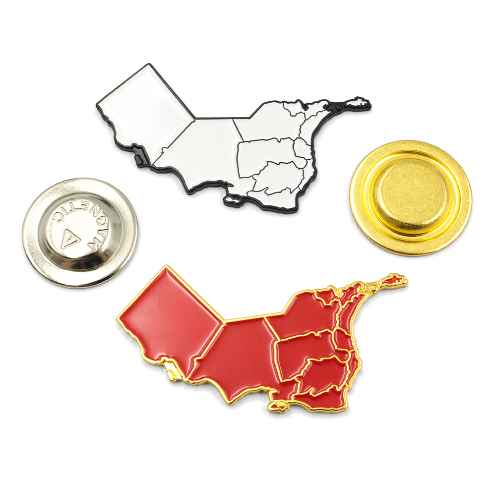 Badge magnétique en émail doux sur mesure, épingle de carte du drapeau d'oman