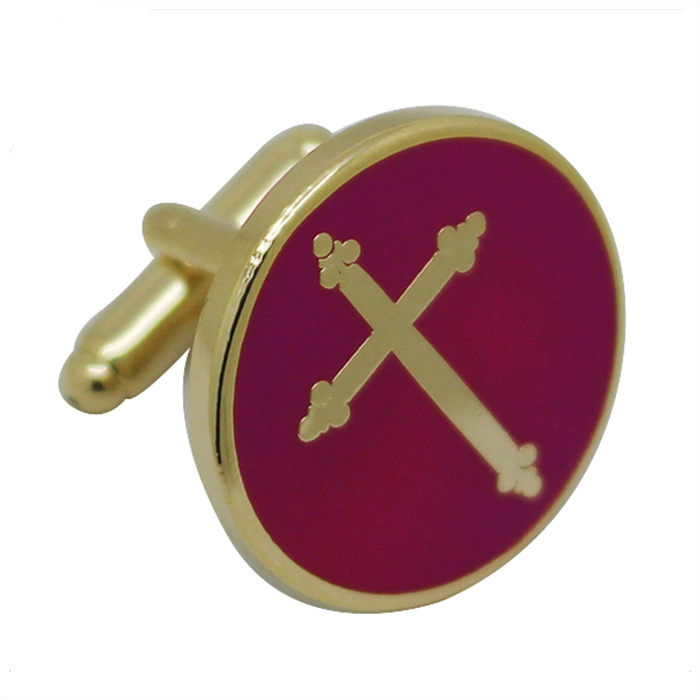 Boutons de manchette en métal avec croix en émail dur
