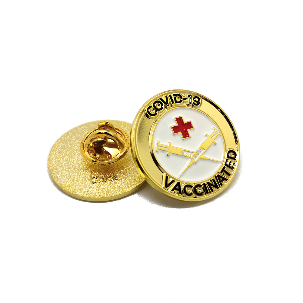 Épinglette en émail souple du vaccin Corona, épingle en métal vacciné Covid
