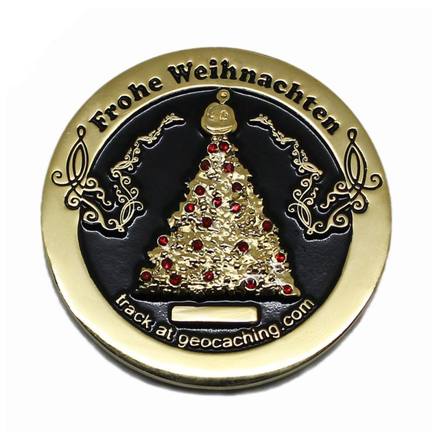 Pièce d'or en métal de Noël en émail doux en cristal personnalisé