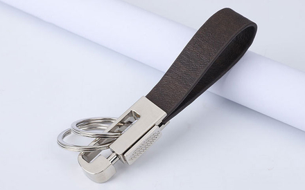 Porte-clés en cuir noir