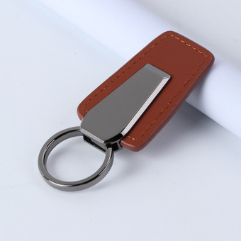 Porte-clés en cuir marron