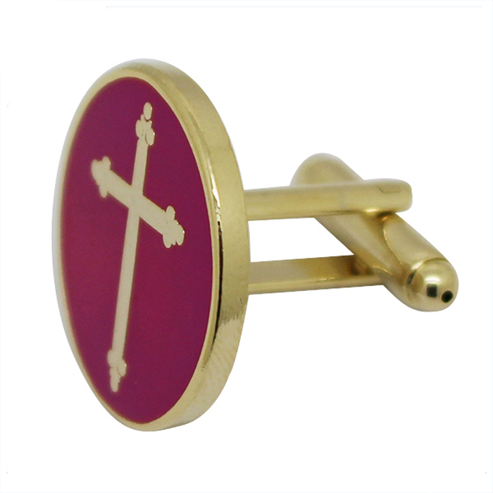 Boutons de manchette en métal avec croix en émail dur
