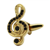 Boutons de manchette en métal avec note de musique en cristal plaqué or