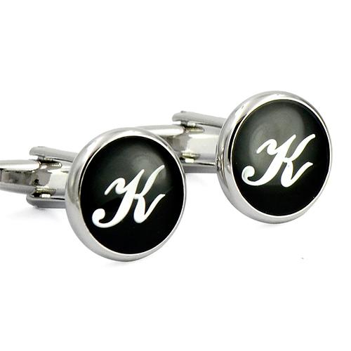 Boutons de manchette en métal alphabet argenté personnalisés