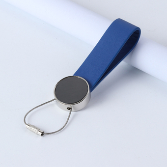 Porte-clés en cuir bleu