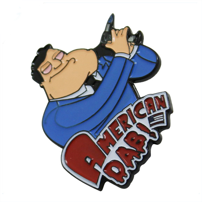 Badge à épingle en métal et émail, dessin animé Cool Man