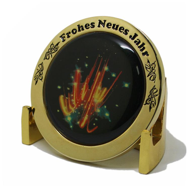 Pièce d'or en métal de Noël en émail doux en cristal personnalisé